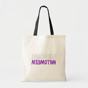Cheerful Purple Halloween Letter Design Art Style Tote Bag