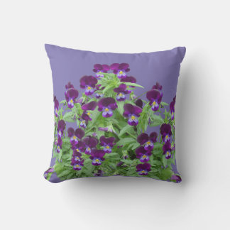 Cheerful Purple Viola Flowers Patio Outdoor Cushion