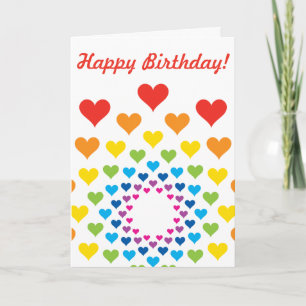 Cheerful rainbow hearts, Happy Birthday! Card