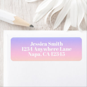 Cheerful Rainbow Ombre Kids Birthday Pastel Party Return Address Label