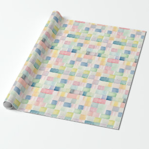 Cheerful Rainbow Watercolor Blocks for Celebration Wrapping Paper