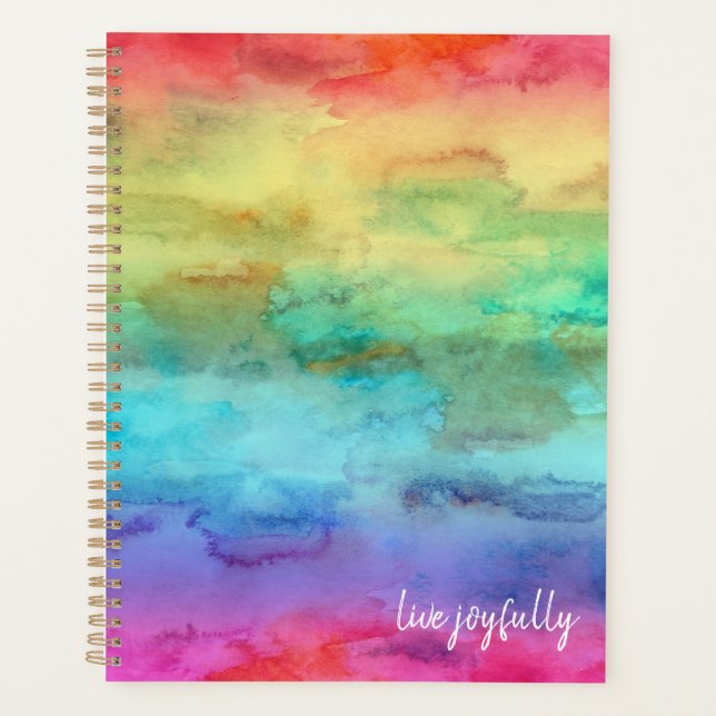 Cheerful Rainbow Watercolor Planner (Front)