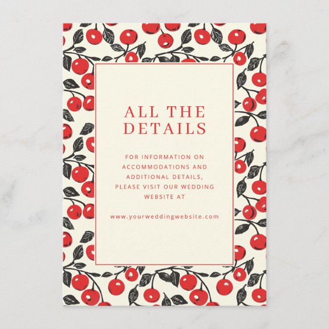 Cheerful Red Cherry Motive Enclosure Card (Front)