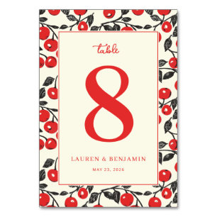 Cheerful Red Cherry Table Number
