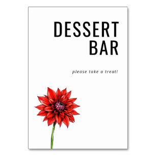 Cheerful Red Floral Dessert Sign Table Number