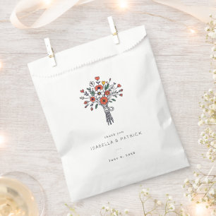 Cheerful Red Floral Illustration Favour Bag