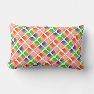 Cheerful Red Pink Yellow Green Orange Salmon Coral Lumbar Cushion