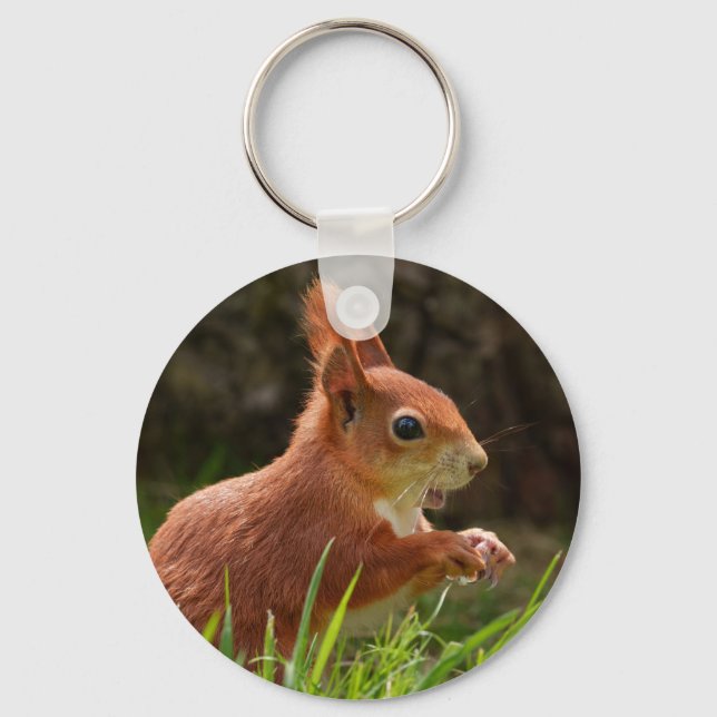 Cheerful Red Squirrel Key Ring (Front)