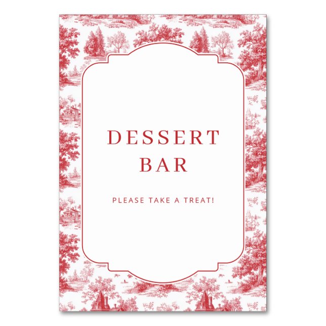 Cheerful Red Vintage Pastoral Scenes Table Number (Front)