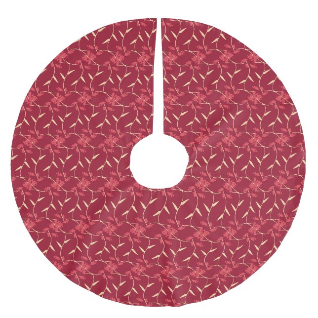 Cheerful Regal Floral Red Brushed Polyester Tree Skirt (Front)