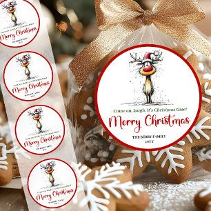 Cheerful reindeer whimsical festive sticker art