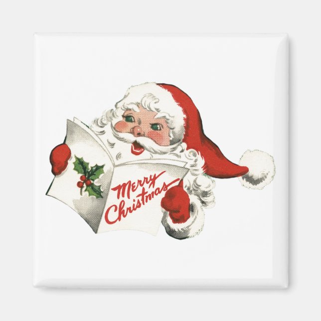 Cheerful Retro Santa Claus Magnet (Front)