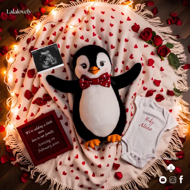 Cheerful &romantic penguin Pregnancy announcement  (Creator Uploaded)