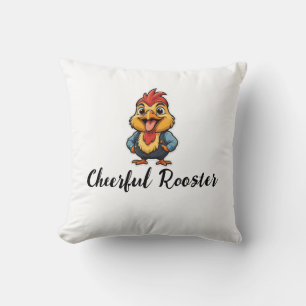 Cheerful Rooster Throw Pillow – Adorable Cartoon
