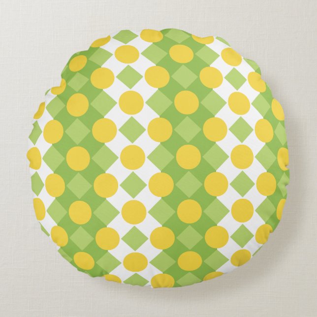 Cheerful Rows of Shapes Pattern Round Cushion (Front)