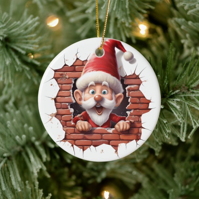Cheerful Santa - 3D Ceramic Ornament (Tree)