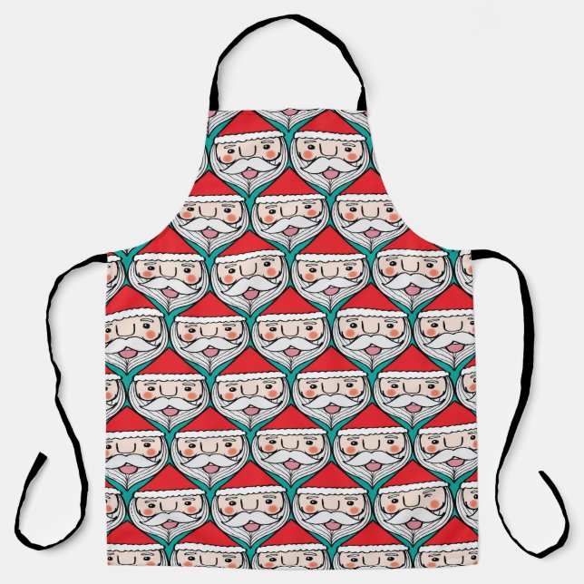Cheerful Santa Claus Christmas Pattern Apron (Front)