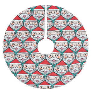 Cheerful Santa Claus Christmas Pattern Brushed Polyester Tree Skirt