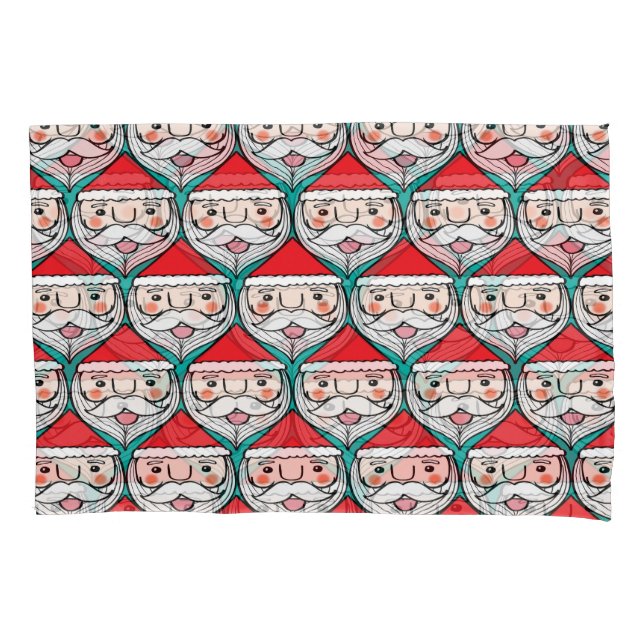 Cheerful Santa Claus Christmas Pattern Pillowcase (Front)