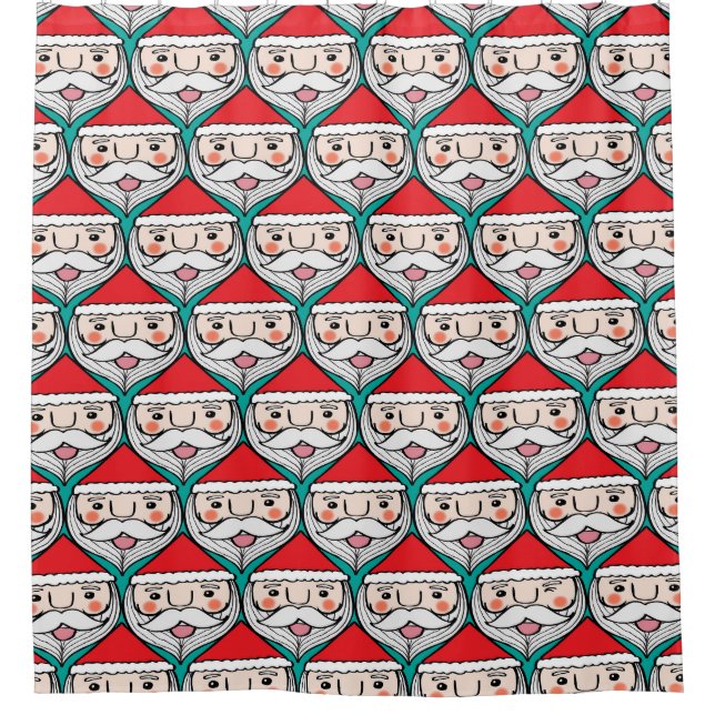 Cheerful Santa Claus Christmas Pattern Shower Curtain (Front)