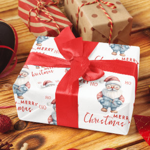 Cheerful Santa Claus Ho Ho Ho Merry Christmas Wrapping Paper