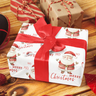 Cheerful Santa Claus Ho Ho Ho Merry Christmas Wrapping Paper