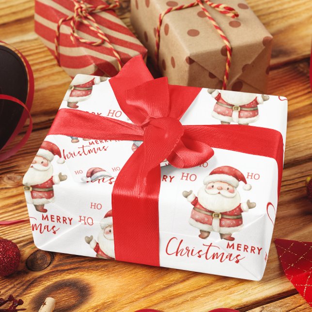 Cheerful Santa Claus Ho Ho Ho Merry Christmas Wrapping Paper (Creator Uploaded)