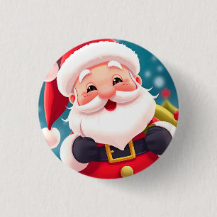 Cheerful Santa Claus Illustration Celebrating 3 Cm Round Badge
