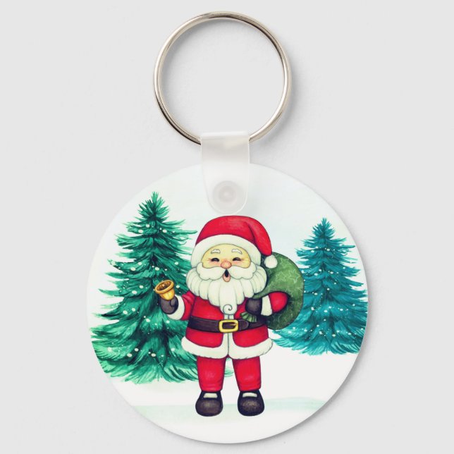 Cheerful Santa Claus Key Ring (Front)
