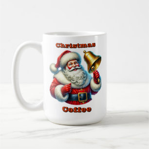 Cheerful Santa Claus Ringing a Christmas Bell Coffee Mug