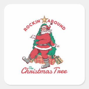 Cheerful Santa Claus Rockin Square Sticker