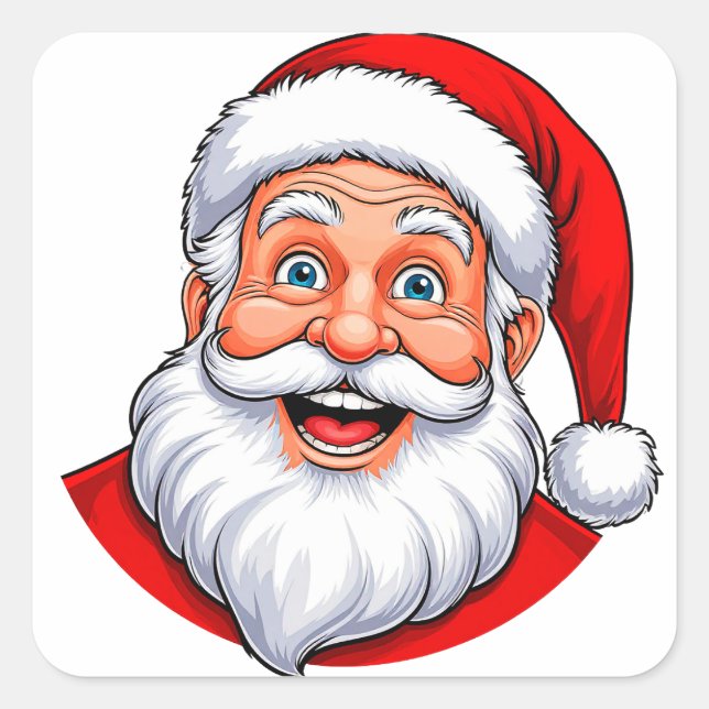 Cheerful Santa Claus Square Sticker (Front)