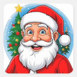 Cheerful Santa Claus Square Sticker