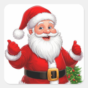 Cheerful Santa Claus Square Sticker