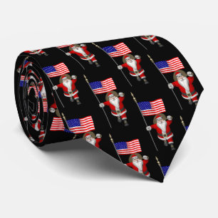 Cheerful Santa Claus With US Flag Tie