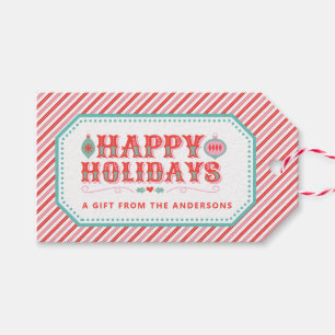 Cheerful Santa Face Happy Holidays Gift Tags