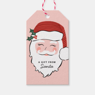Cheerful Santa Face Pink and Red From Santa Gi Gift Tags