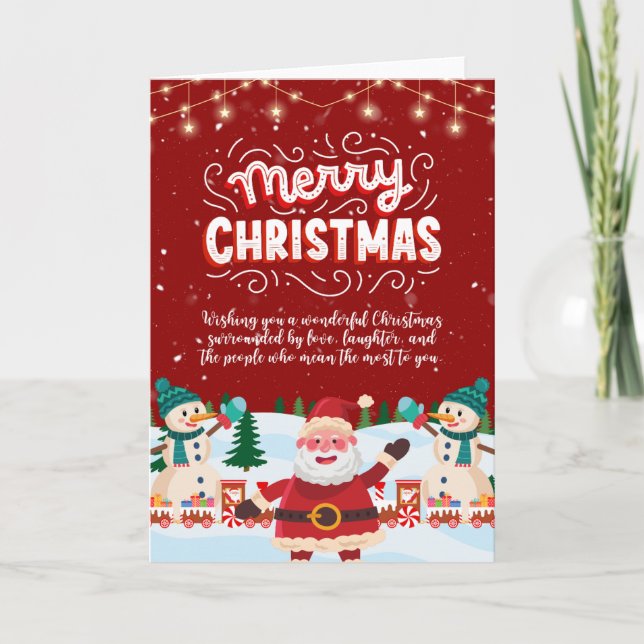 Cheerful Santa Holiday Greeting Card (Front)