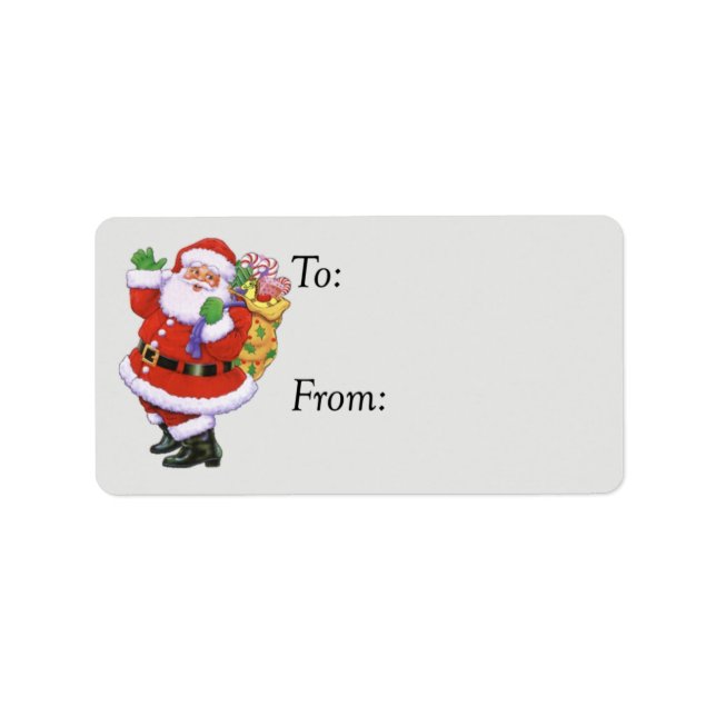 Cheerful Santa Vintage Gift Tag (Front)