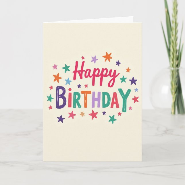 Cheerful Script Birthday Card (Front)