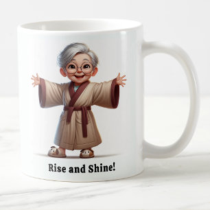 Cheerful Senior Citizen in a Cosy Robe Coffee Mug
