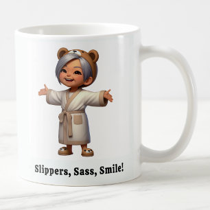 Cheerful Senior Citizen in a Cosy Robe Coffee Mug