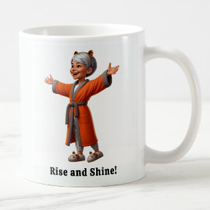 Cheerful Senior Citizen in a Cosy Robe Coffee Mug