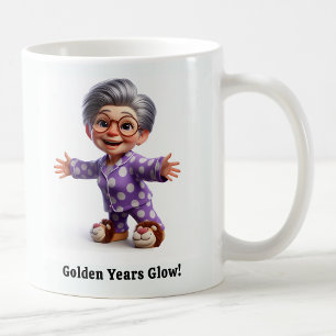 Cheerful Senior Citizen in Cosy Attire Coffee Mug