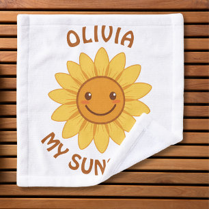 Cheerful Smiling Sunflower  "My Sunshine" Wash Cloth