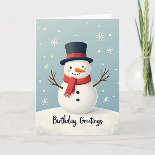 Cheerful Snowman Birthday Card