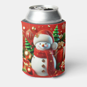 Cheerful Snowman Can Cooler