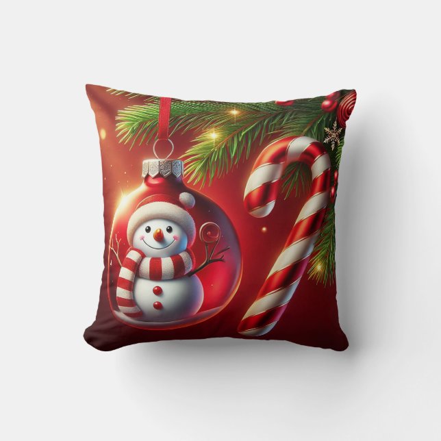 Cheerful Snowman christmas decor Cushion (Front)
