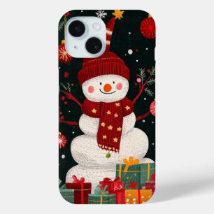 Cheerful Snowman Christmas Festive Holiday iPhone 15 Case