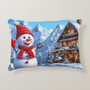 Cheerful Snowman Decorative Cushion